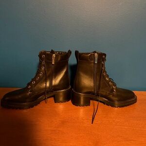 Aquatalia Black Leather Combat Boots